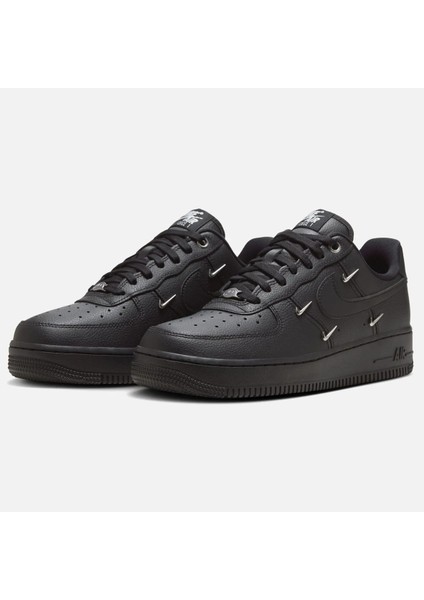 Air Force 1 '07 Lx ''metallic Swooshes'' Leather Sneaker Hakiki Deri Kadın Günlük Spor Ayakkabı Siyah modelleri