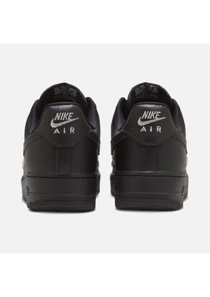 Air Force 1 '07 Lx ''metallic Swooshes'' Leather Sneaker Hakiki Deri Kadın Günlük Spor Ayakkabı Siyah fırsatları