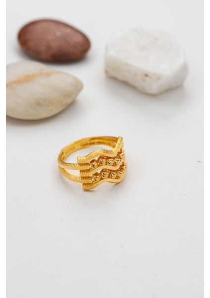 22 Ayar Altın Yüzük Zigzag Dorika Kadın Yüzük LKYZK1548 fırsatları