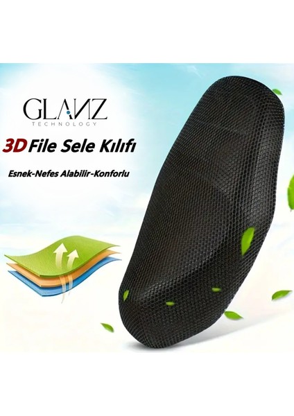 File Sele Kılıfı 3D Scooter Motosiklet Xxl Beden Koltuk Sele Filesi
