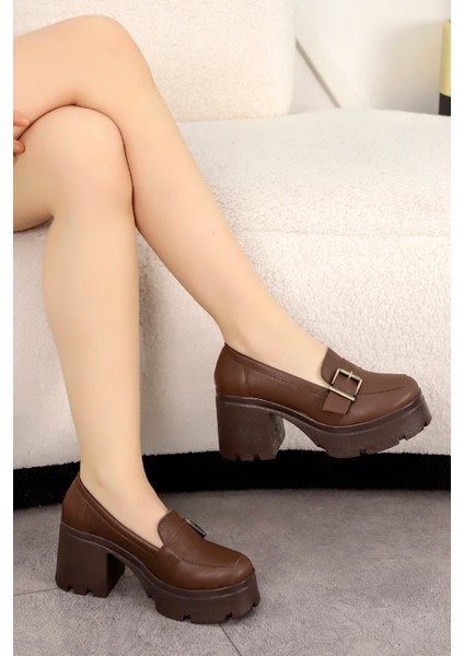 Msn 902 Yüksek Topuklu Kemer Detaylı Loafer