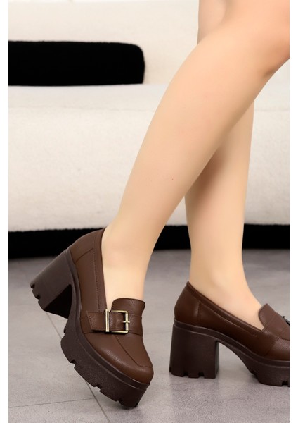 Msn 902 Yüksek Topuklu Kemer Detaylı Loafer modelleri