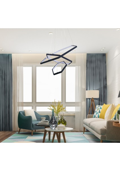 Lost Altıgen Triple Sarkıt LED Avize 70-50-30 Cm