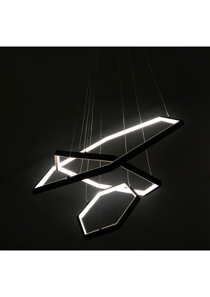 Lost Altıgen Triple Sarkıt LED Avize 70-50-30 Cm