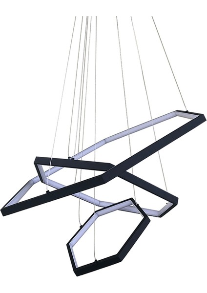 Lost Altıgen Triple Sarkıt LED Avize 70-50-30 Cm