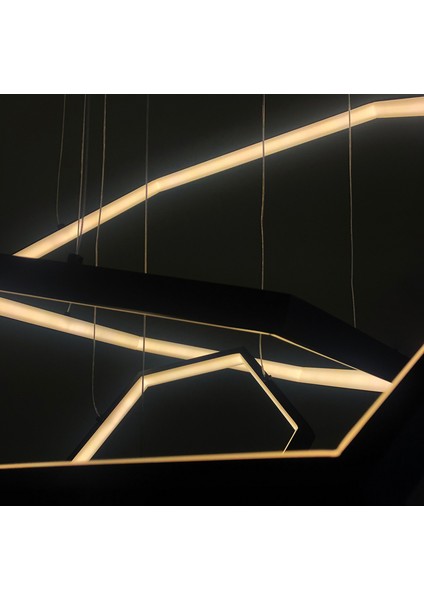 Lost Altıgen Triple Sarkıt LED Avize 70-50-30 Cm