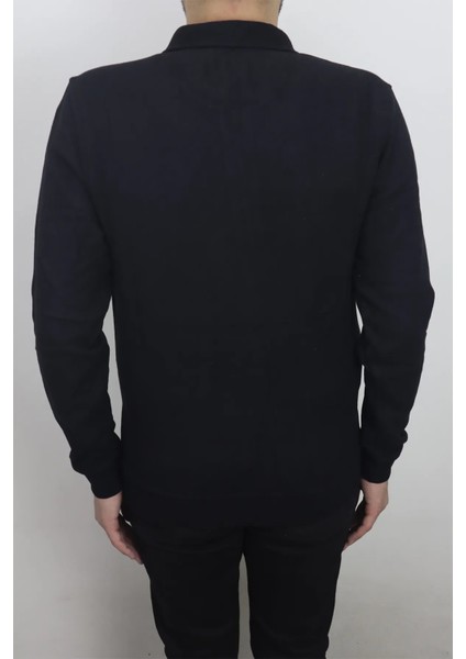 Fistan Store Erkek Siyah Düz Normal Kalıp Yakası Fermuarlı Hakim Yaka Selanik Kumaşlı Kışlık Kazak fırsatları