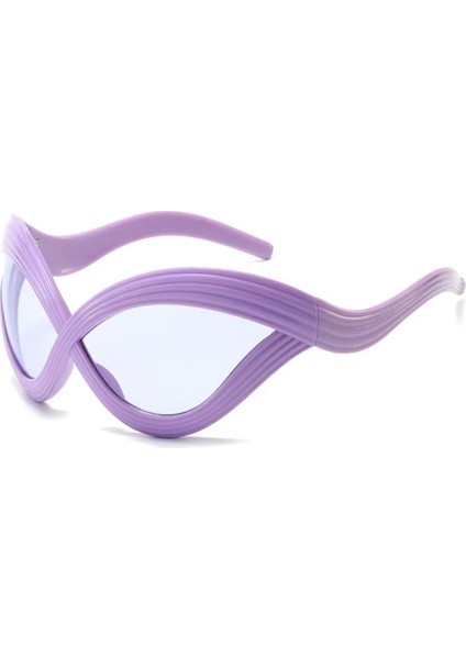 Mor - Şeffaf Cam Tarian Vintage & Retro Güneş Gözlüğü