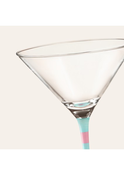 Loess Cam Kadeh 230 Ml Pembe - Mavi