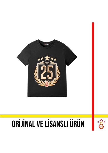 Lisanslı 2025 Şampiyonluk Özel Siyah Çocuk T-Shirt