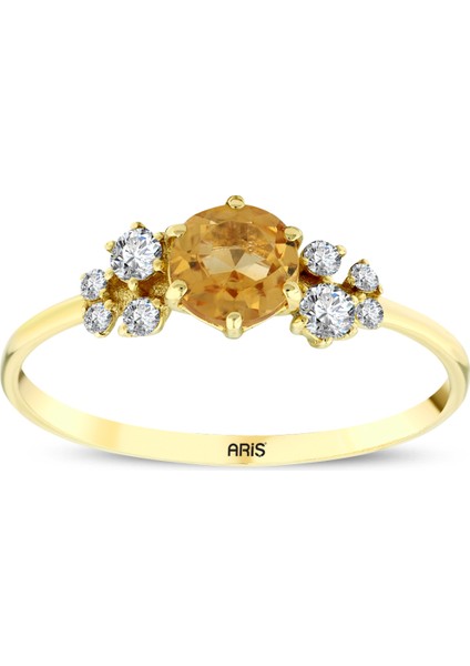 Sitrin Taşı Pırlanta Yüzük