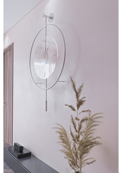 Büyük Boy(50*75 Cm) Mat Gümüş Luxry Şeffaf Camlı ,modern Dekoratif Metal Duvar Saati (Fırın Boya) fırsatları