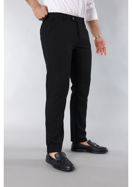 3A Moda Erkek Italyan Kesim Dar Kalıp Dar Paça Kumaş Pantolon SİYAH modelleri