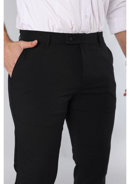 3A Moda Erkek Italyan Kesim Dar Kalıp Dar Paça Kumaş Pantolon SİYAH fırsatları