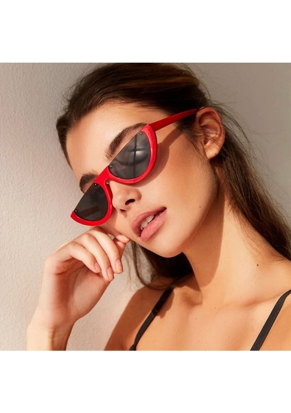 Kırmızı Yarım Vintage&retro Kedi Güneş Gözlük modelleri