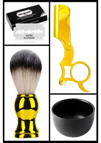 U4 Full Metal Ustura + F10 Fırça + Kase + 5 Adet Platinum Yaprak Jilet