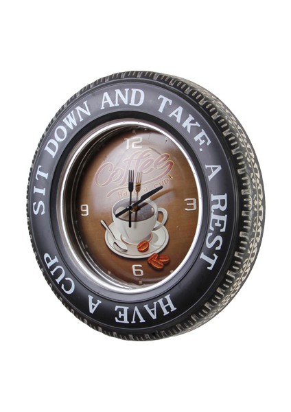 Vintage Led Işıklı Coffee Metal Duvar Saati 41cm fiyatları