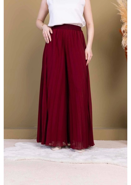 Beli Lastikli Pliseli Şifon Pantolon 6030-BORDO fiyatları