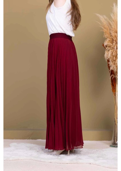 Beli Lastikli Pliseli Şifon Pantolon 6030-BORDO modelleri