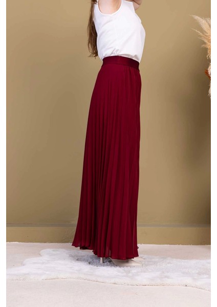 Beli Lastikli Pliseli Şifon Pantolon 6030-BORDO fırsatları