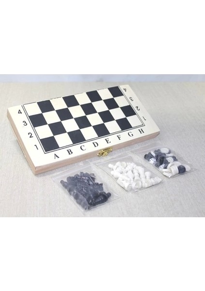 Ahşap Kutulu Satranç Tavla Seti Model 4