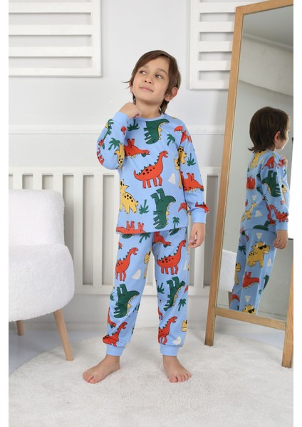 Dinozor Desenli Erkek Çocuk Pijama Takımı Yeşil 3-8 Yaş modelleri