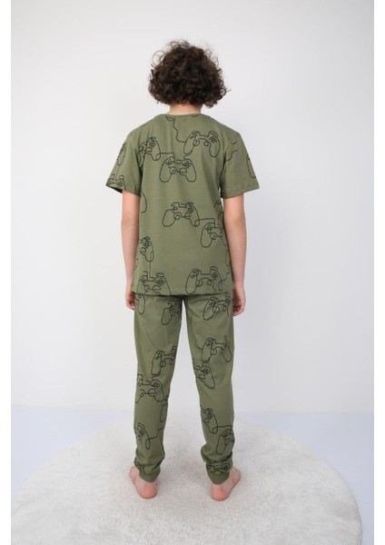 Kısakollu Play Console Desenli Erkek Çocuk Pijama Takımı (Alt-Üst)