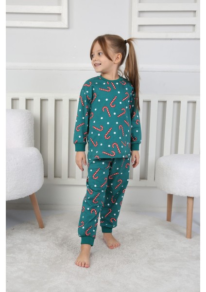 Yılbaşı Temalı Baston Şeker Desenli %100 Pamuk Unisex Pijama Takımı