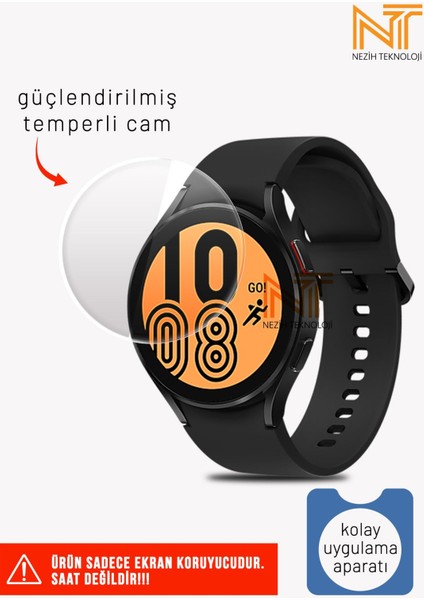 Samsung Galaxy Watch 4 44MM Uyumlu Kolay Uygulama Aparatlı Temperli Cam Ekran Koruyucu