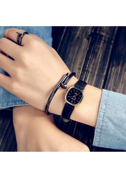 Rhea Siyah Vintage&retro Kare Saat