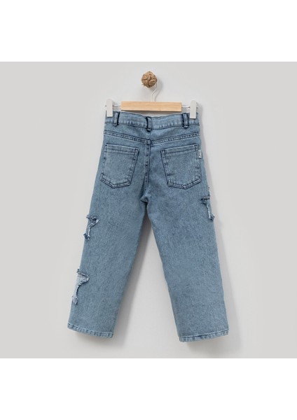 Yıldız Nakışlı Kız Çocuk Kot Pantolon/jeans