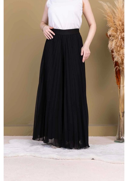 Beli Lastikli Pliseli Şifon Pantolon 6030-SIYAH modelleri