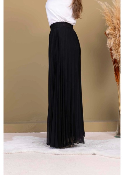 Beli Lastikli Pliseli Şifon Pantolon 6030-SIYAH indirimleri