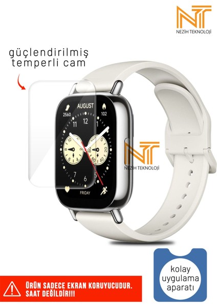 Xiaomi Redmi Watch 5 Lite Uyumlu Kolay Uygulama Aparatlı Temperli Cam Ekran Koruyucu