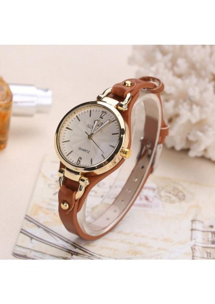 Gyrox Kadın Kol Saati - Şık Vintage Retro Tasarım, Quartz Mekanizma, Metal Kasa, Deri Kordon, Su Geçirmez Değil