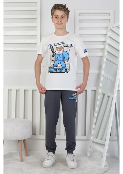 Explore Create Desenli Erkek Çocuk Süprem Kısa Kollu Pijama Takımı