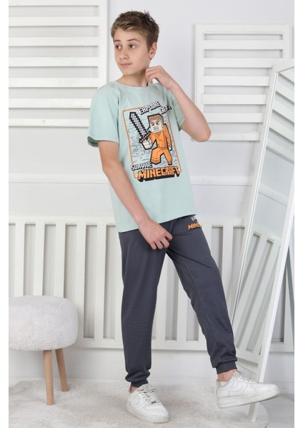 Explore Create Desenli Erkek Çocuk Süprem Kısa Kollu Pijama Takımı modelleri