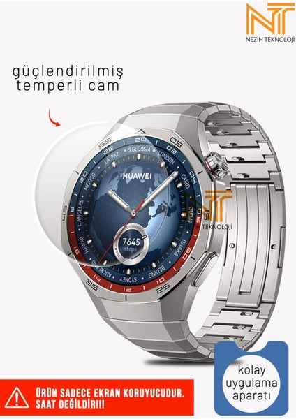 Huawei Watch Gt5 Pro 46MM Uyumlu Kolay Uygulama Aparatlı Temperli Cam Ekran Koruyucu