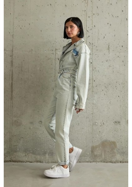 Kar Yıkama Blue Denim Tulum