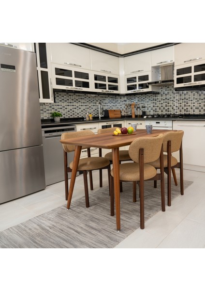 Ocean Ceviz Ahşap 6'lı Mutfak Salon Yemek Odası Sandalyesi modelleri