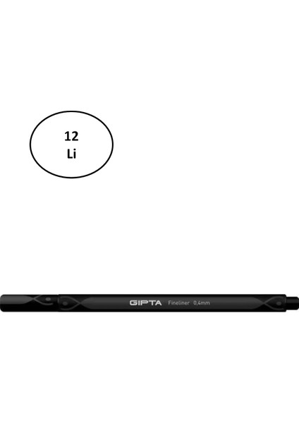 Gıpta Fineliner Ince Keçe Uçlu Kalem 0,4 mm Karton Kutu Üçgen Siyah (12 Li Paket)