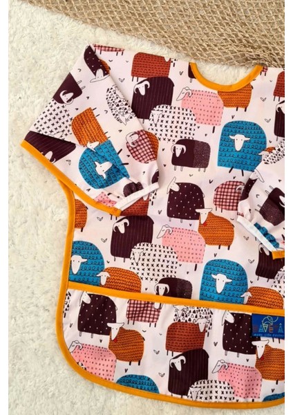 Kuzular Desenli Sıvı Geçirmez Unisex Aktivite ve Mama Önlüğü 6-24 Ay indirimleri