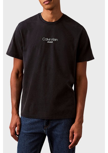 Logolu Pamuklu Regular Fit Bisiklet Yaka T Shirt LV04RB824GCJM Erkek T Shirt LV04RB824G Cjm