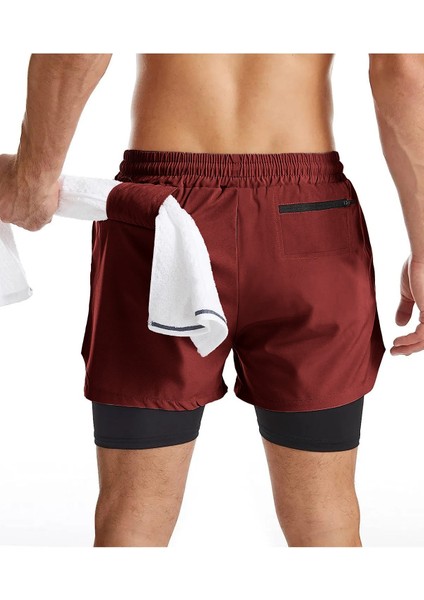 Ghassy Co Erkek Running Hızlı Kuruma Micropolyester Arka Fermuar Cepli ve Havlu Halkalı Antrenman Futbol Fitness Kısa Taytlı Şort