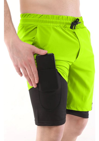 Ghassy Co Erkek Running Hızlı Kuruma Micropolyester Arka Fermuar Cepli ve Havlu Halkalı Antrenman Futbol Fitness Kısa Taytlı Şort
