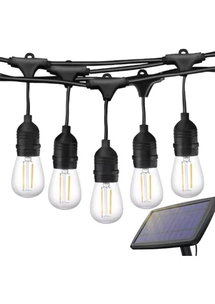 Güneş Enerjili Solar 5 Adet S14 LED Ampullü 5 Metre LED Işık Seti