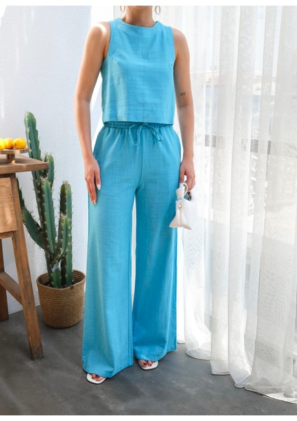 Kadın Keten Bluz ve Pantolon Takım modelleri