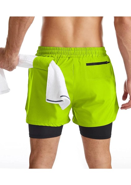 Ghassy Co Erkek Running Hızlı Kuruma Micropolyester Arka Fermuar Cepli ve Havlu Halkalı Antrenman Futbol Fitness Kısa Taytlı Şort indirimleri