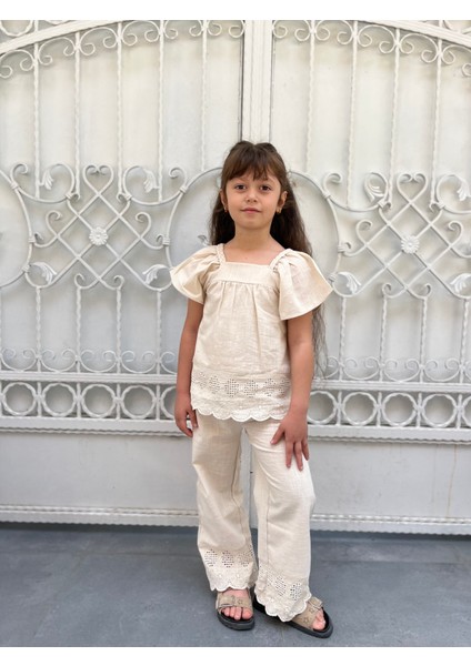 Kız Çocuk Ikili Keten Takım