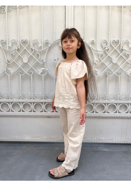 Kız Çocuk Ikili Keten Takım modelleri